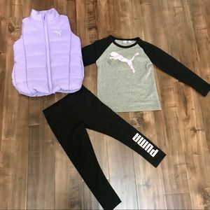 Girls Puma 3pc Set Size 5/6 Jacket Long Sleeve